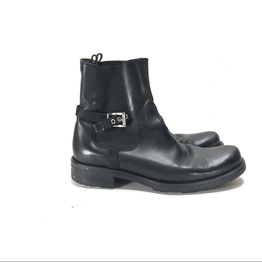 Prada black leather Chelsea boots size 38